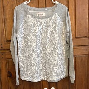Energie Women’s Gray and White Floral Lace Sweatshirt Size XL